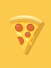 Playful minimalist pizza slice logo featuring warm yellow orange cheese and a flat design for modern branding or culinary projects