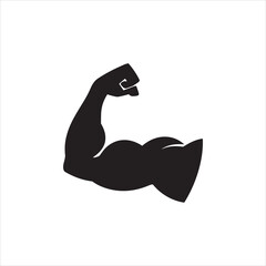 Muscular Arm Silhouette Flexing – Fitness and Strength Vector Icon