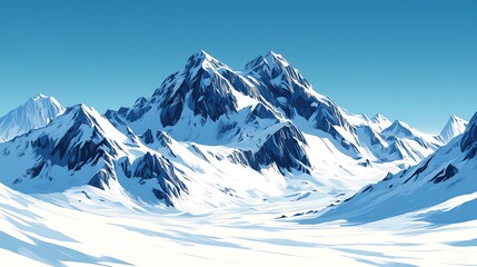 Obraz premium Majestic Snow-Capped Mountain Range Under Clear Blue Sky