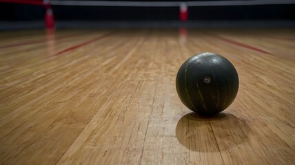 A squash ball placed on the edge of a squash court