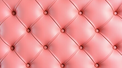 Textured pink tufted upholstery viewed close-up showcasing its soft appearance and button details for interior design inspiration.