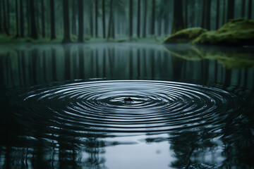 Close Up of Water Ripples in a Forest Pond