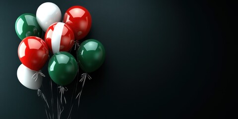 A Vibrant Display of Italian-Themed Balloons Against a Dark Background