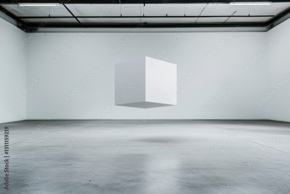 Poster empty gallery floating cube