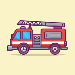 Side view of a red fire truck illustration
