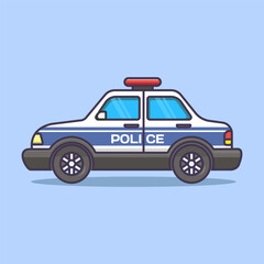 Side view of police car, cartoon style