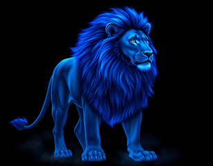 Obraz premium Majestic Blue Lion in Darkness – Fantasy Wildlife Art