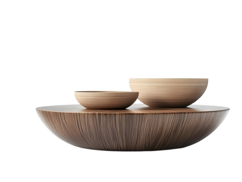 Elegant wooden bowls stacked together, showcasing modern design and craftsmanship for elegant dining or decor.