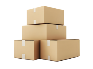 Stacked cardboard boxes ready for shipping and storage, representing logistics and supply chain management.