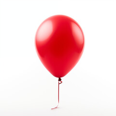 Single Red Balloon Studio Shot White Background