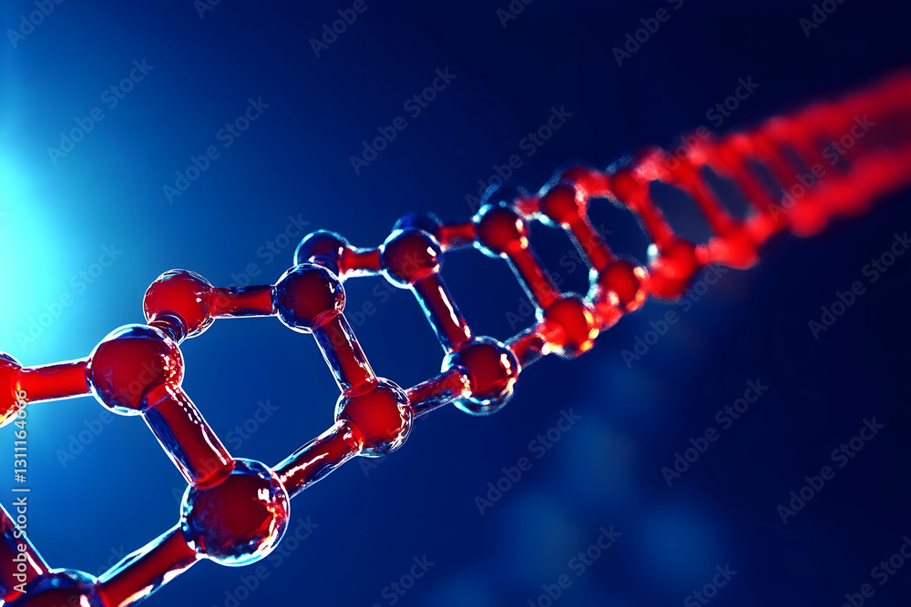 Poster 3d rendered red dna helix abstract background image