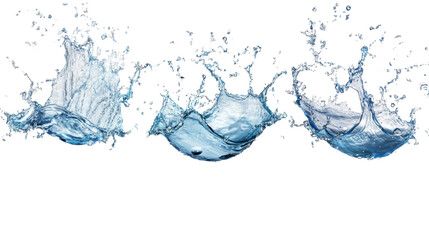 Obraz premium Blue water splash in glass with bubbles and droplets on white background