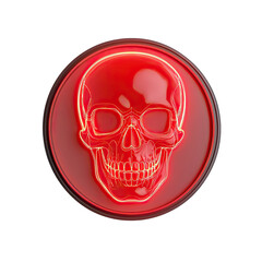 Glowing red skull symbolizing life and death in culture.