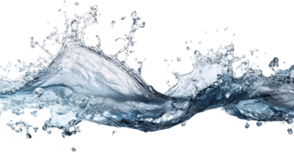 Crystal clear water splash in motion on a white background