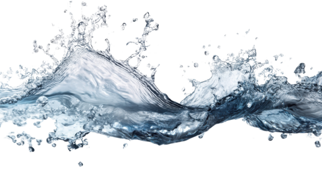 Crystal clear water splash in motion on a white background