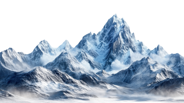 Snowy mountain landscape with panoramic alpine view