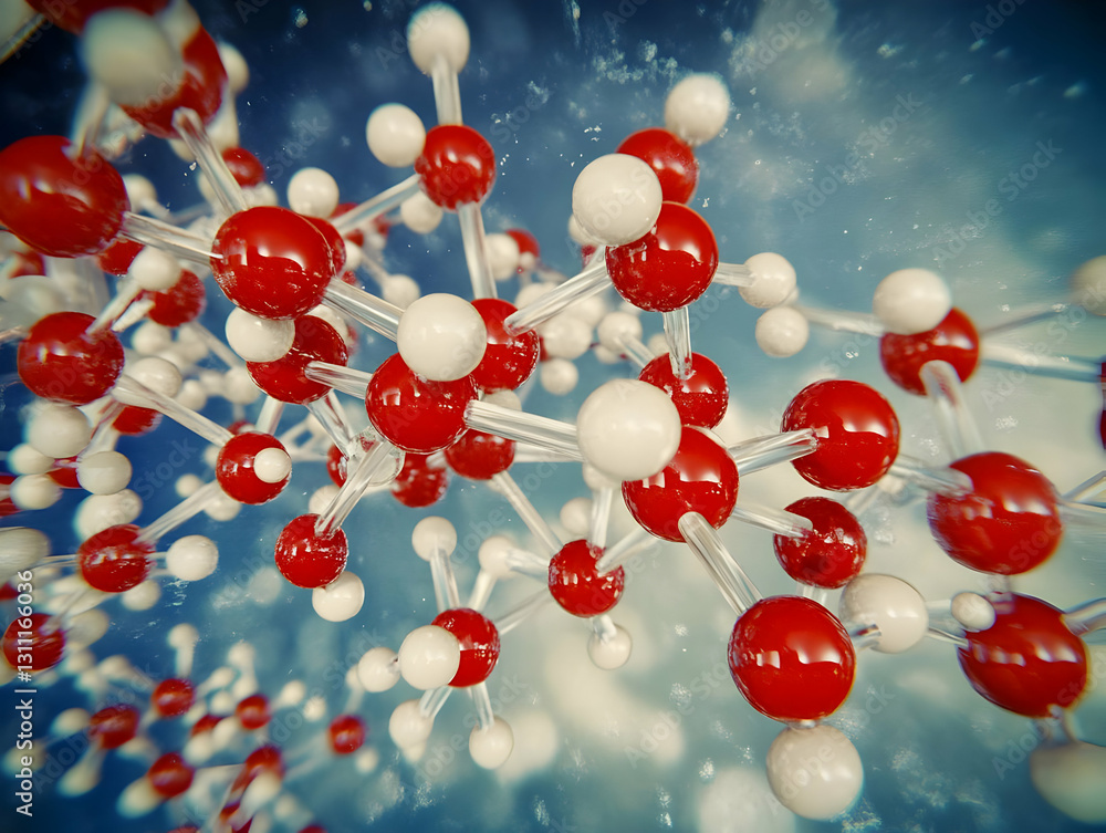 Poster detailed 3d render of water molecule structure abstract background