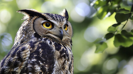 Fototapeta premium Intense owl portrait with deep contrast and soft textures