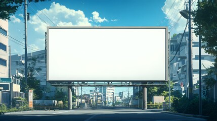 Obraz premium Large blank billboard stands prominently on a sunny city street