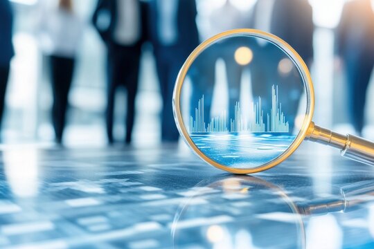 Magnifying Glass Highlighting Financial Chart Concept