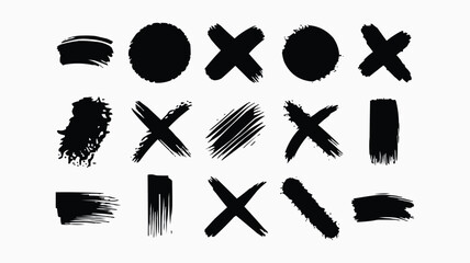 High-Resolution Digital Illustration of Black Paintbrush Strokes in a Grid Layout