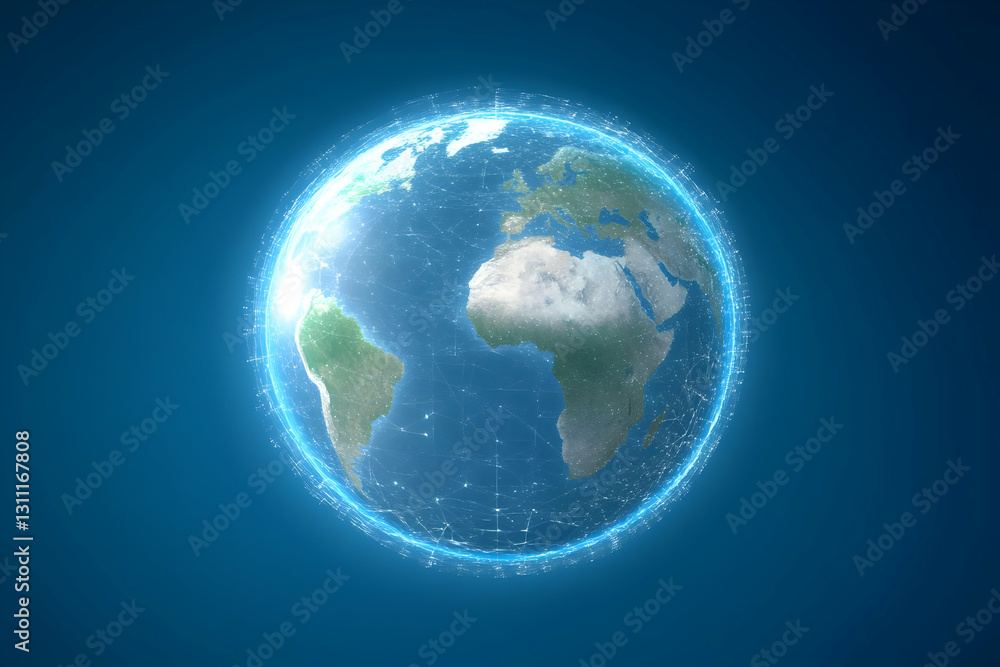Aufkleber 3d digital earth globe network technology backgrounds for use in