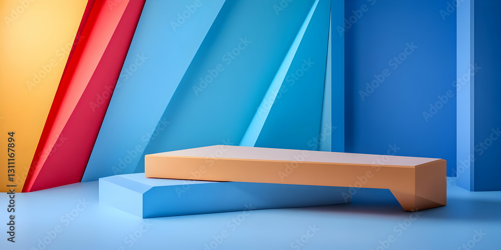 Poster 3d render abstract background with geometric shapes and pastel colors
