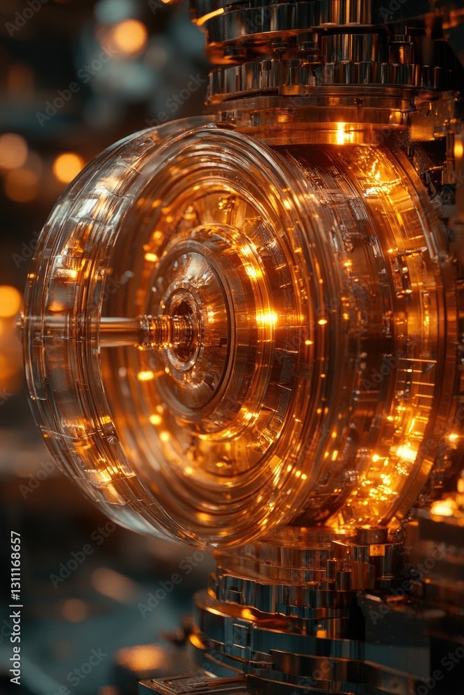 Poster a close-up view of a glass object illuminated by soft lights