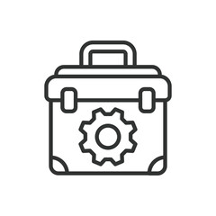 Tools, icon in line design. Tools, hammer, wrench, screwdriver, pliers, saw, drill on white background vector. Tools, editable stroke icon