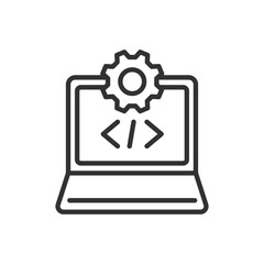 Software Development, icon in line design. Software, development, coding, programming, app, technology, developer on white background vector. Software Development, editable stroke icon