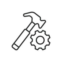 Mechanics, icon in line design. Mechanics, mechanical, machine, tools, gears, technology, engineering on white background vector. Mechanics, editable stroke icon