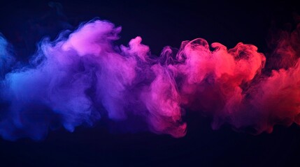 Fototapeta premium Abstract red and blue smoke effect on a transparent background with a gradient for design elements, an illustration of a glowing pink and dark purple cloud or fog.