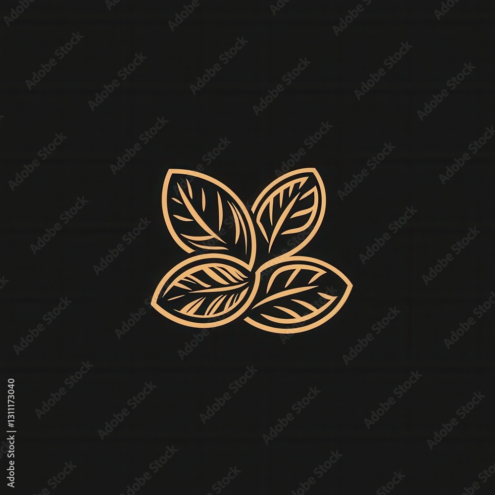 Aufkleber Modern abstract line art representing almond and walnut in a minimalist nut logo design