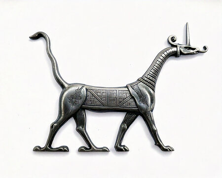Handmade sirrush from Ishtar Gate Babilon isolated on white