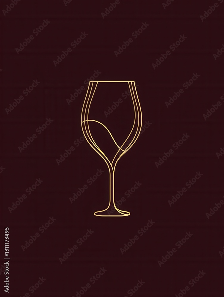 Poster sophisticated minimalist logo featuring a wine glass design in deep red and gold colors for modern b
