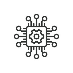 Technology, icon in line design. Technology, digital, innovation, network, AI, automation, computing on white background vector. Technology, editable stroke icon