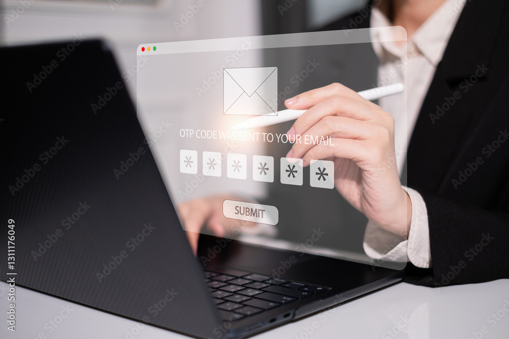 Poster password otp verification code cybersecurity technology privacy safety protection concept