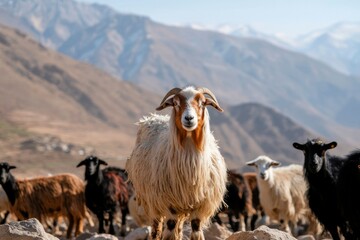 Fototapeta premium Mountain Sheep Flock - Sunny Valley
