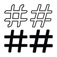 Four Variations of the Hashtag Symbol (#)