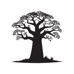 Baobab Tree Silhouette - Minimalist Baobab Tree Vector - Baobab Tree black art - Baobab Tree Illustration.