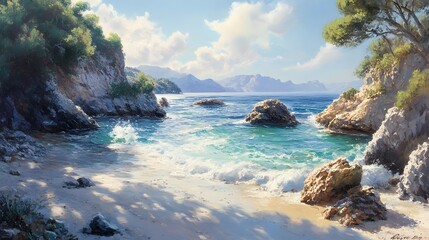 Fototapeta premium Tranquil Cove: A Hidden Seaside Escape