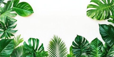 Fototapeta premium Lush green leaves arranged beautifully on a blank background