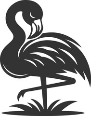 Silhouette of a flamingo sleeping on one leg animal vector