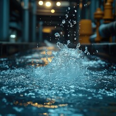 A splash of water emerging from a pool
