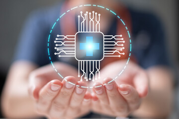 Doctor medical technology innovation artificial intelligence healthcare hospital science digital futuristic concept