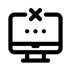 Computer Rejected Simple Line Icon. Single icon, line vector icon