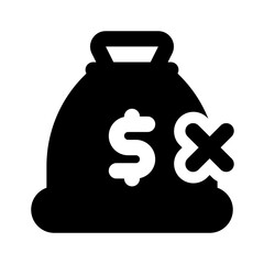 Loan Rejected Simple Glyph Icon. Single icon, glyph vector icon