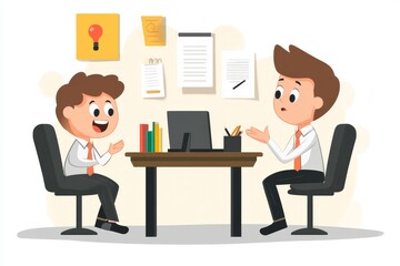 Happy Businessmen Office Meeting Discussion Teamwork Collaboration Job Idea Vector Design People    