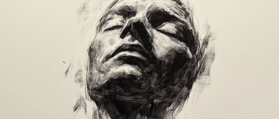 A close-up illustration of a human face in black and white, perfect for editorial or commercial use