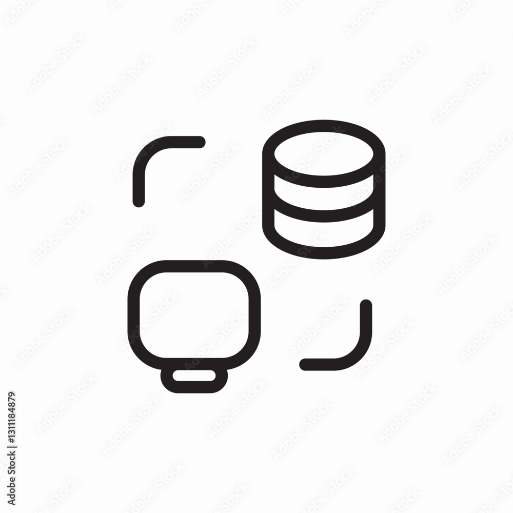 Poster database monitor sync icon vector sign
